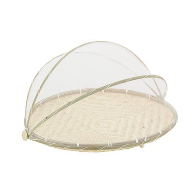 Plateau rond en bambou avec cloche en filet AUBRY GASPARD