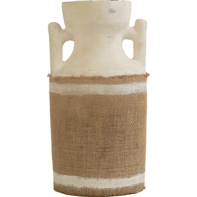 Vase en céramique blanche habillé de toile de jute élégante RECOLLECTION