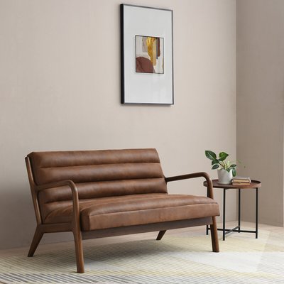 Ezra Faux Leather Ribbed 2 Seater Accent Sofa SO'HOME