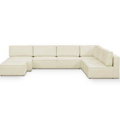 Canapé d'angle droit convertible 10+1 places en tissu bouclé - HARPER MOD HOMIFAB