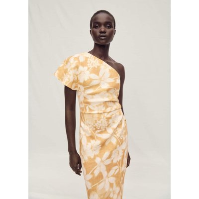 Robe lin asymétrique à fleurs MANGO