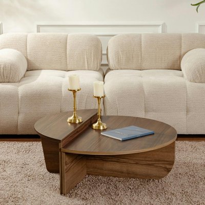 Table basse moderne effet bois de noyer - 2 hauteurs MARFA PIER IMPORT