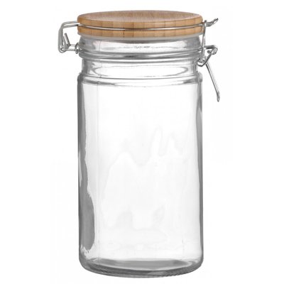 Bocal Cuisine Hermétique en Verre Couvercle Clip Bambou - 1L WADIGA