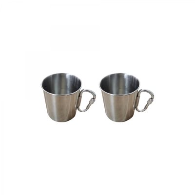 Lot de 2 mugs isothermes en inox à anse repliable mousqueton, GLAMPING ARD TIME