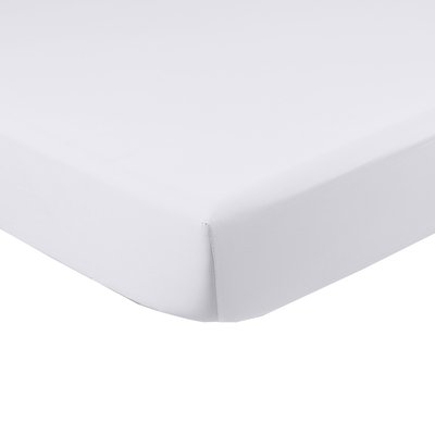 Drap housse satin de coton uni PRESTIGE CARRE BLANC