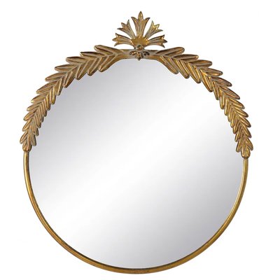 Miroir classique rond en métal doré laurier 63x3.5x70cm WADIGA