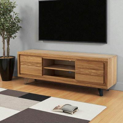 Meuble tv en bois 2 portes - frise décorative ROSETO PIER IMPORT