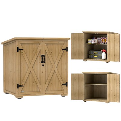 Coffre de rangement d'extérieur Bois de sapin OUTSUNNY