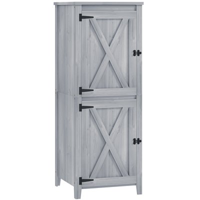 Armoire de jardin en bois gris 2 portes verrouillables 2 étagères OUTSUNNY