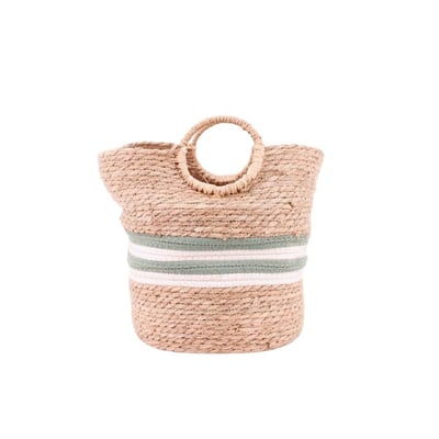 Panier naturel avec poignées bambou 31x31cm ORNAMI