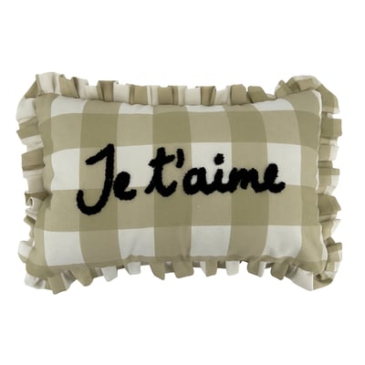 Coussin rectangulaire à carreaux "Je t'aime" OPJET