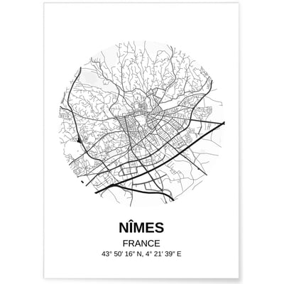 Affiche Carte Nîmes L'AFFICHERIE