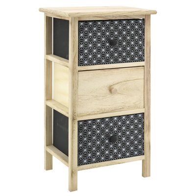 Commode en bois teinté noir et naturel 3 tiroirs AUBRY GASPARD