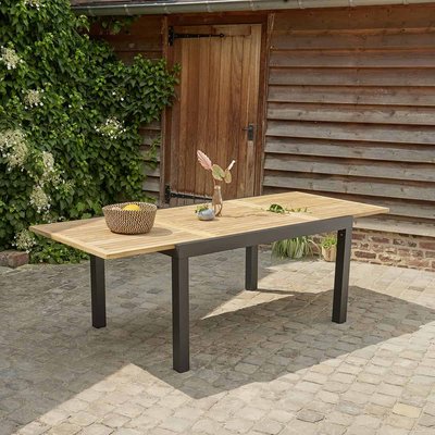 Table de jardin extensible en aluminium et teck 6/10 places BALITECK BERAH GETAH