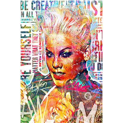 Tableau Affiche illustration graffiti pink HEXOA