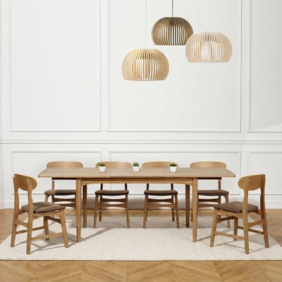 Table rectangulaire en chêne 1 rallonge 6/8 couverts DALHIA ROBIN DES BOIS