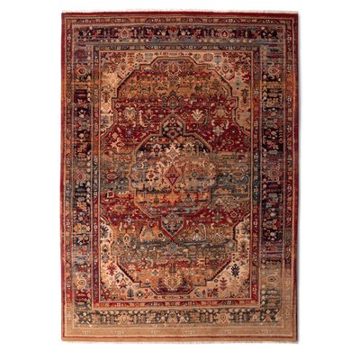 Tapis tissé en laine au design oriental vintage avec bordure - Saharna THEKO