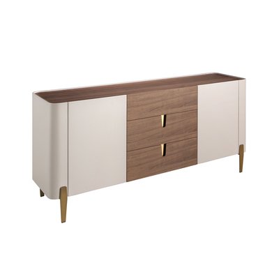Buffet en noyer, acier poli et plateau en noyer ANGEL CERDA