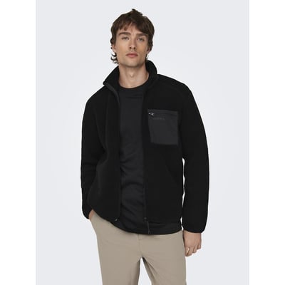 Fleece Zip-Up Jacket with Breast Pocket ONLY & SONS