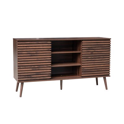 Buffet scandinave décor bois rainuré 2 portes coulissantes 140cm MADERE SWEEEK