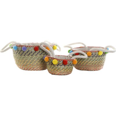 Panier en paille avec pompon new arrivals