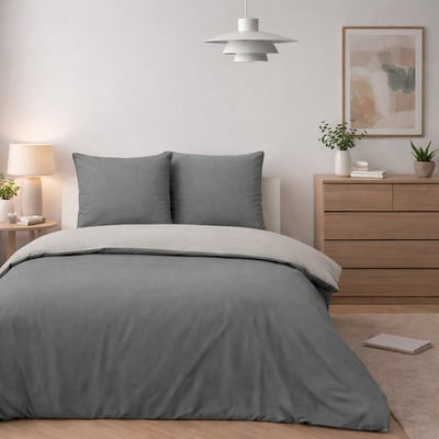 Parure housse de couette en coton lavé bicolore, Vicky C DESIGN HOME TEXTILE