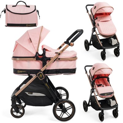 Bebelissimo - Poussette transformable - combinée - 2 en 1 - poids 0-22kg - IRIS- rose BEBELISSIMO J'AIME