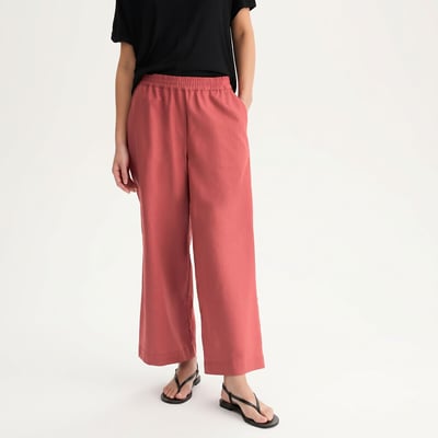 Pantalon large 7/8ème en lin et coton à taille élastiquée ANNE WEYBURN