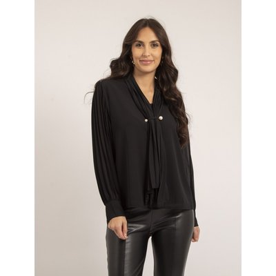 Blouse plissee noire La Redoute