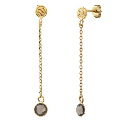 Boucles d'oreilles longues moorea quartz fume CAROLINE NAJMAN