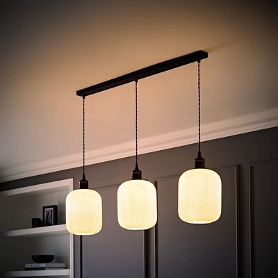 Emerson 3-Light Swirl Glass Diner Pendant Light with Filament Bulbs ÉDITÉ