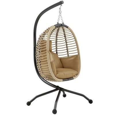 Fauteuil oeuf suspendu balancelle pliable avec coussin et support OUTSUNNY