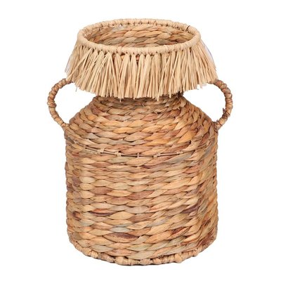 Panier jacinthe d'eau franges et anses H30 DECORATIE