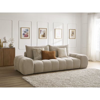 Canapé droit convertible 3 places en tissu texturé, EVEREST BOBOCHIC