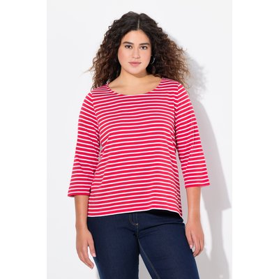 T-shirt rayé. Manches 3/4 et col rond. Coupe ULLA POPKEN