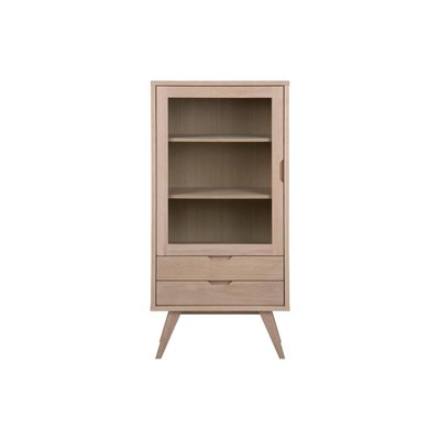 Vitrine scandinave en bois 2 tiroirs 1 porte en verre - ALISIA HELLIN, DEPUIS 1862