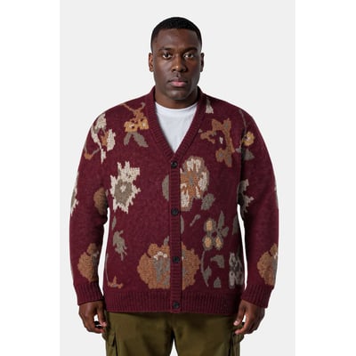 Cardigan oversize, maille motif floral STHUGE