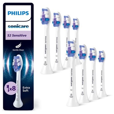 Brossette dentaire Sonicare lot de 8 - HX6052/87 white Sensitive S2 PHILIPS