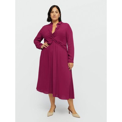 Robe rouge boutonnee devant La Redoute
