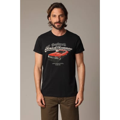 T-shirt classique en coton avec print et manches courtes REDCAR DEELUXE