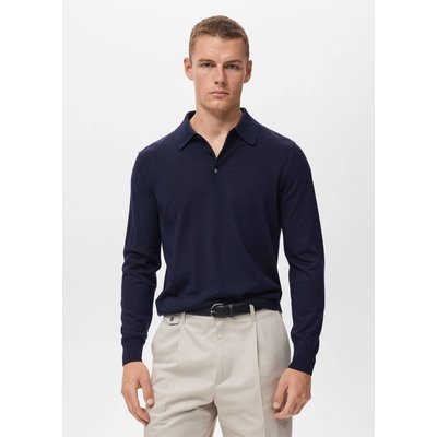 Pull-over polo maille 100 % laine MANGO MAN
