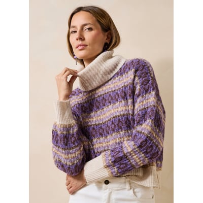 Pull manches longues en jacquard rayé LA FEE MARABOUTEE