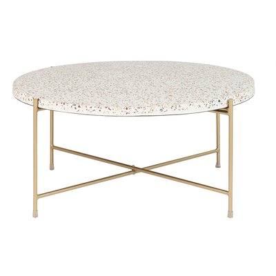 Table basse ronde design en terrazzo et métal doré D81 cm MEZZO MILIBOO