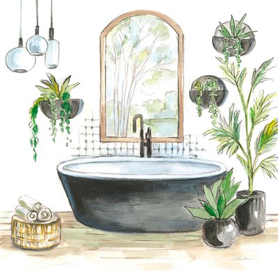 Tableau déco baignoire de rêve vert HEXOA