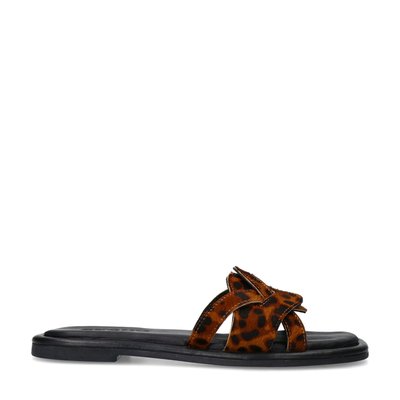 Claquettes léopard en cuir SACHA