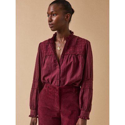 Blouse trousseau brodée col volanté CYRILLUS