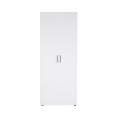 Armoire 2 portes décor chêne et blanc brillant H201 cm - LANA CALICOSY