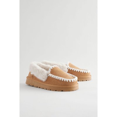 Chaussons style mocassins en daim surpiqué NEXT