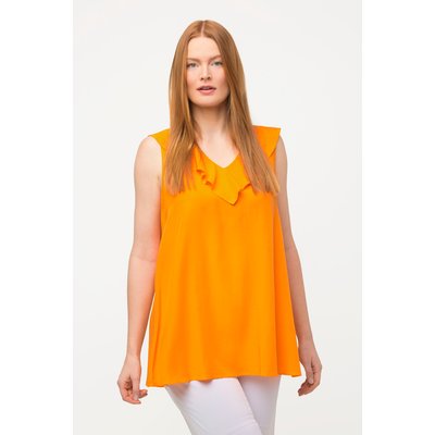 Blouse sans manches. Lyocell mélangé. Volant ULLA POPKEN