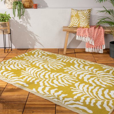 Natural Leaf Reversible Woven Jacquard 100% Recycled Indoor/Outdoor Rug FURN.